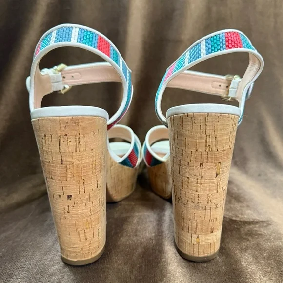 Kate Spade New York Grace Striped Raffia Platform Sandals 9B - Picture 3 of 9